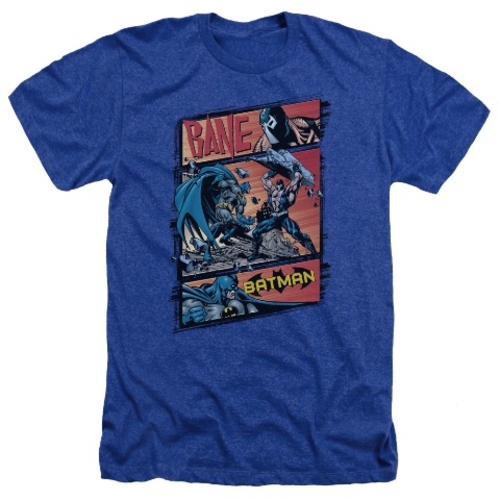 Trevco Batman-Epic Battle - Adult Heather Tee - Royal- 2X