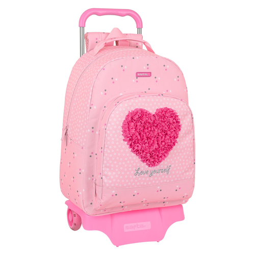 School Rucksack with Wheels Safta CorazÓn 32 x 42 x 15 cm Pink