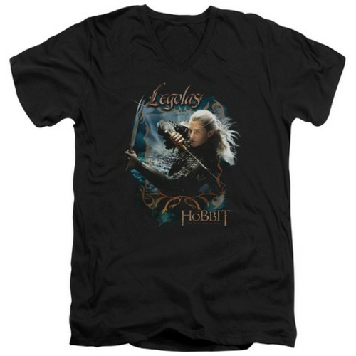Trevco Hobbit-Knives Short Sleeve Adult V-Neck 30-1 Tee- Black - Mediu