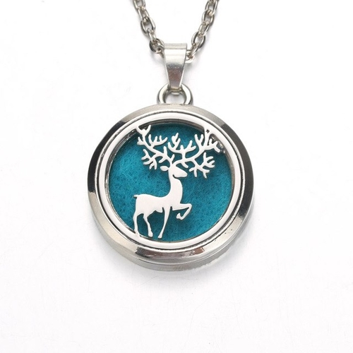 Silver Lovely elk Aroma Diffuser Necklace Perfume