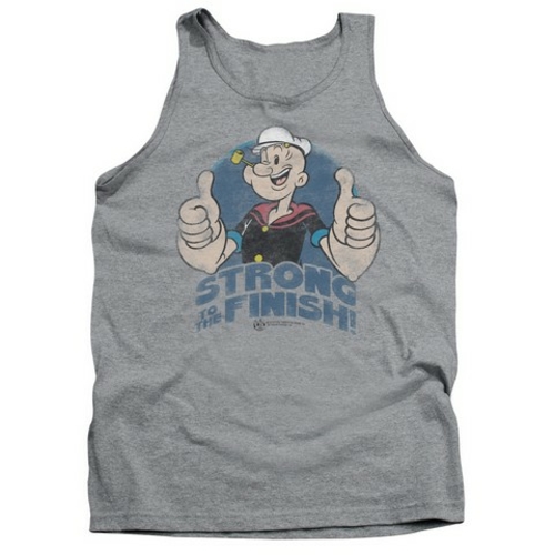 Trevco Popeye-To The Finish Adult Tank Top, Athletic Heather - Med