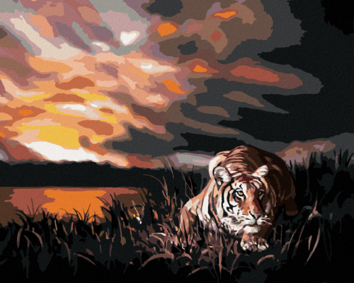 Zuty - Paint by Numbers - LURKING TIGER AND SUNSET (D. RUSTY RUST),