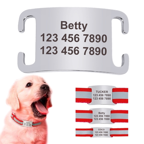 Stainless Steel Dog Tag Slide on Pet Cat ID Tags