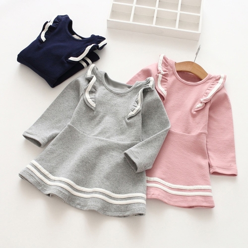 Toddler Kid Baby Girl Long Sleeve Solid Stripe