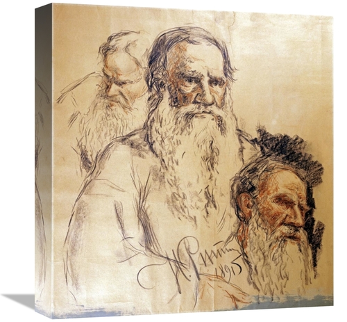 Global Gallery GCS-267153-16-142 16 in. Three Studies Leo Tolstoy Art 