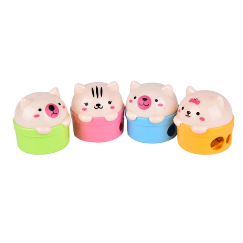 1PC Cat Bear Shape Plastic Pencil Sharpener Pencil