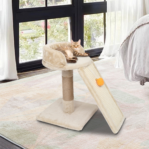 17" Cat Tree Tower with Scratching Board Ladder