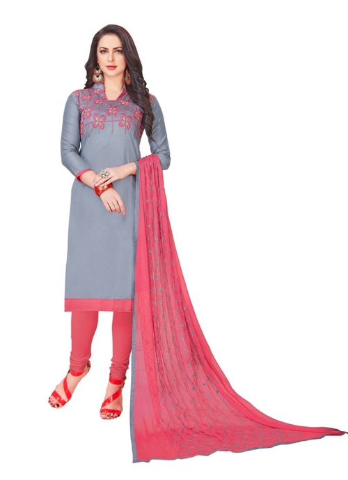 Generic Women's Glaze Cotton Salwar Material (Ash