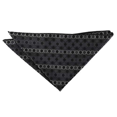 Honeycomb Polka Dot Handkerchief - Black, Platinum & Silver
