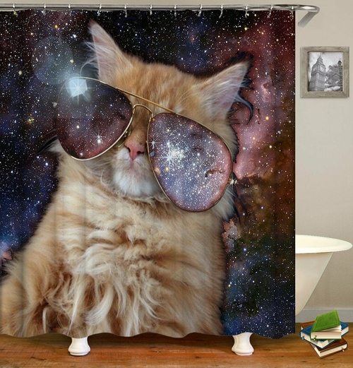 Galaxy Shades Cat Shower Curtain