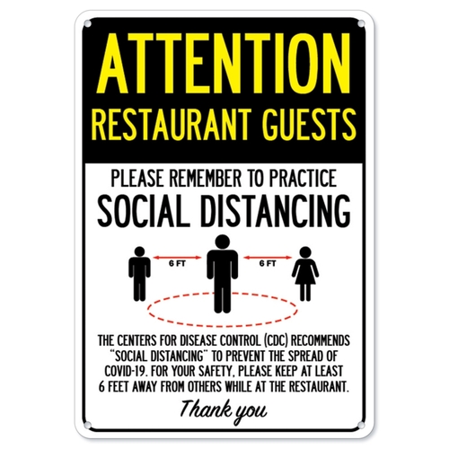 SignMission OS-NS-A-1014-25409 Covid-19 Notice Sign - Attention Restau