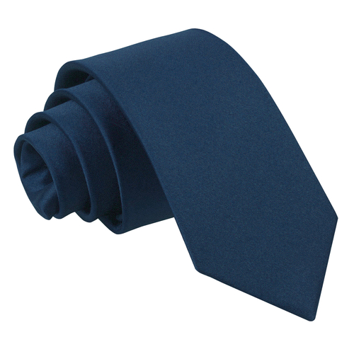 Plain Satin Classic Tie - Boys - Navy Blue