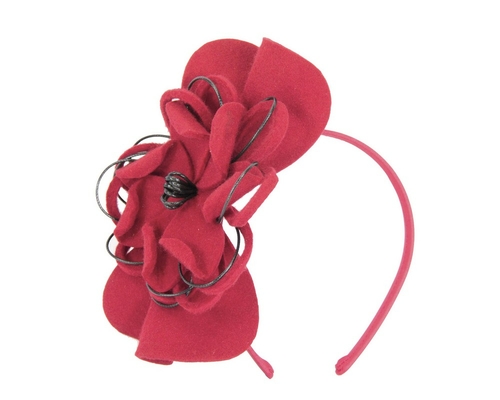 Red felt flower racing fascinator