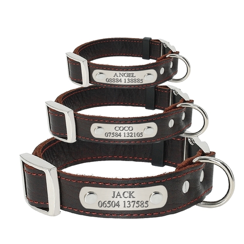Personalized Customized Dog Collar Genuine Leather