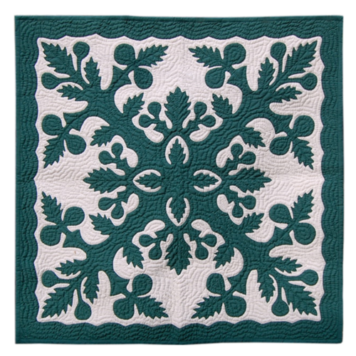 42″ Hawaiian Quilt Wall Hanging – Hunter Green Ulu Design