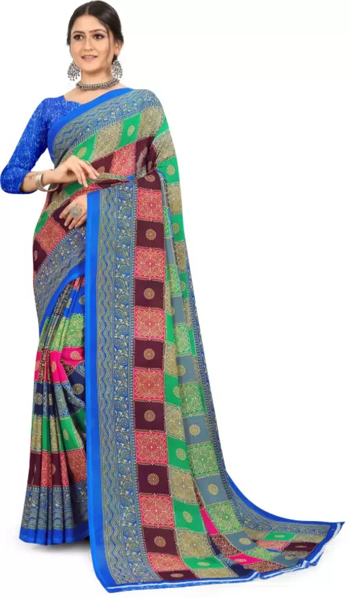 Printed Daily Wear Georgette Saree  (Multicolor)