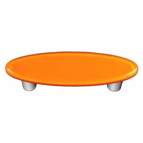 Hot Knobs HK1009-POA Pumpkin Orange Oval Glass Cabinet Pull - Aluminum