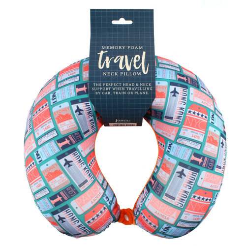 Luxury Ticket Print Memory Foam Travel Pillow
