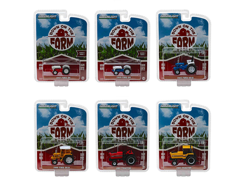 Down on the Farm Series 1 Set of 6 Tractors 1/64 Diecast Models by