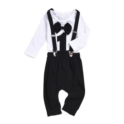 Toddler Baby Boy Kids Gentleman Bow Tie Romper