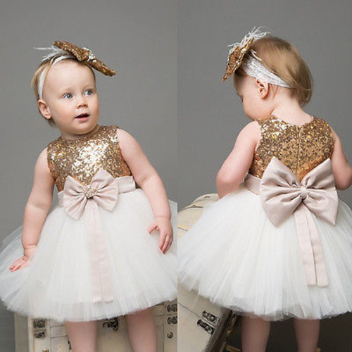 Sequins Princess Kids Baby Flower Girl Dress