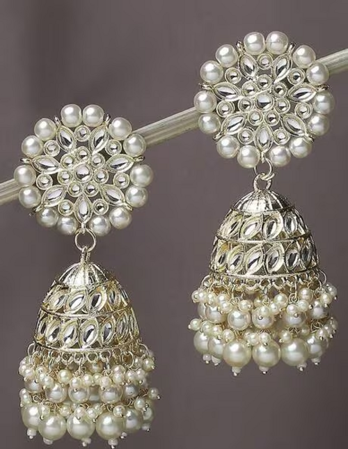 Stone & Pearl Beaded Jhumkas