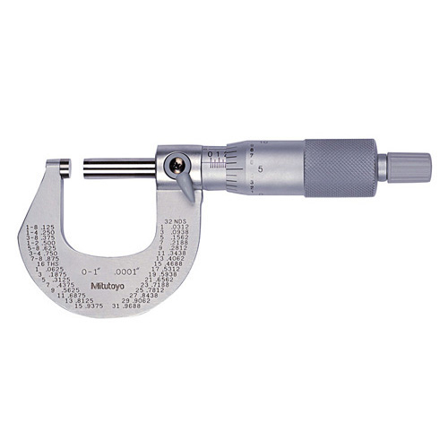 Mitutoyo 101-113 0-1 in. Micrometer with Ratchet Stop