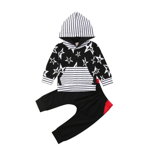 Toddler Kids Baby Boys Hoodie Hooded Stripe