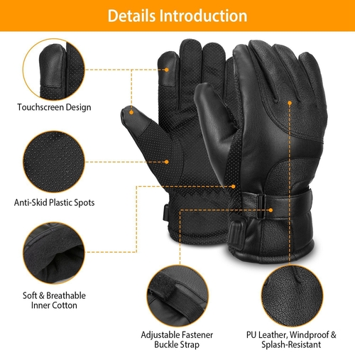 Electric Heated Gloves USB Plug Touchscreen Thermal Gloves Leather