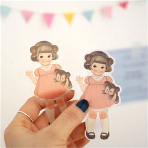 6 Pcs/lot Cute Girl Paper Stickers Translucent