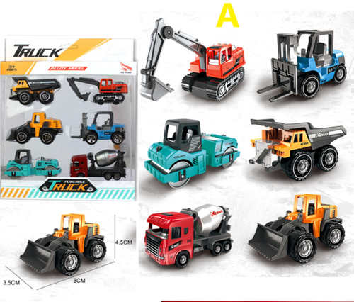 6pcs Alloy Vehicle Car Toys For Boys Kids Birthday Gifts