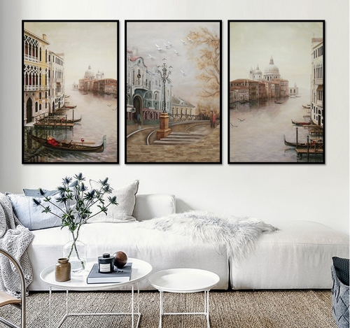 3 Pieces Water City Landscape Canvas