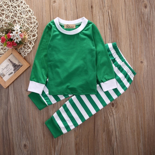Kids Striped Xmas Pjs Pajamas Baby Boy Girl