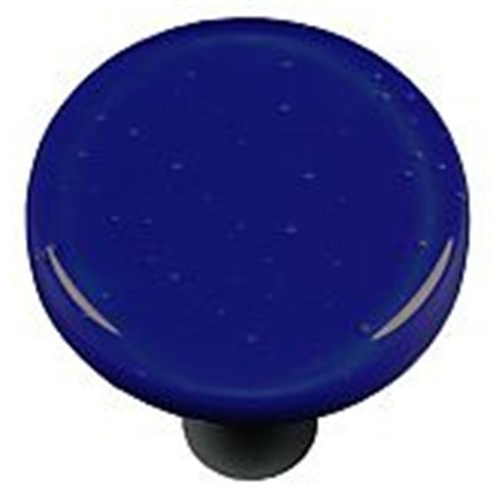 Hot Knobs HK1031-KRB Deep Royal Blue Round Glass Cabinet Knob - Black
