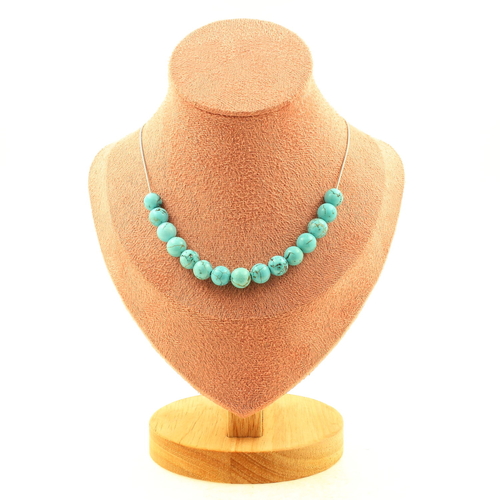 Howlite Turquoise 8 mm 15 beads necklace.