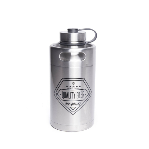 Manna 6407316 64 oz Silver Stainless Steel - Quality Beer Keg Growler 