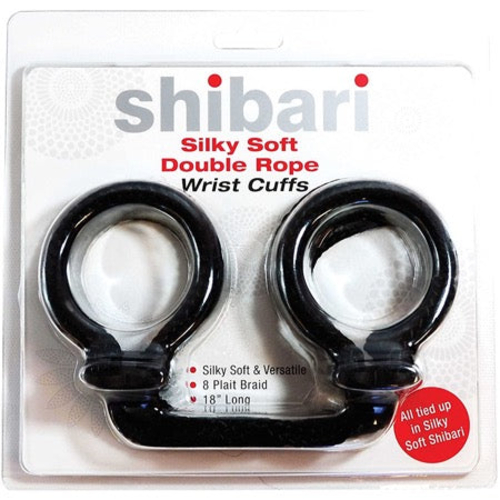 Shibari Silky Soft Double Rope Wrist Cuffs (Black)