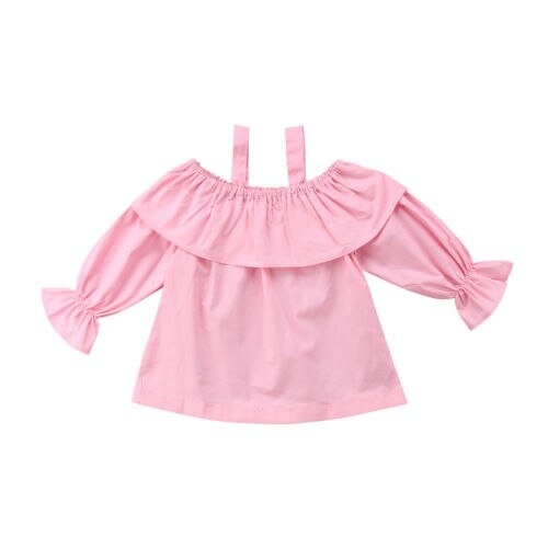 Brand New Baby Girls Kid Solid Off Shoulder