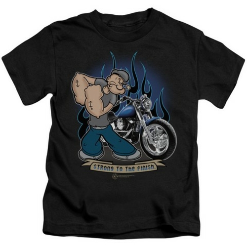 Popeye-Biker Popeye Short Sleeve Juvenile 18-1 Tee, Black - Medium