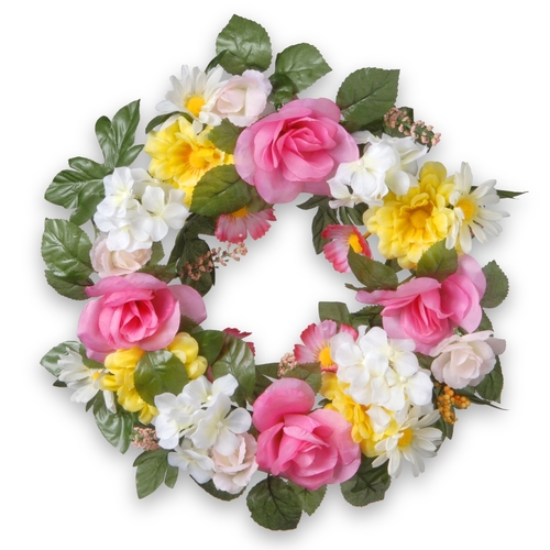 18 in. Decorated Wreaths with Roses & Daisies