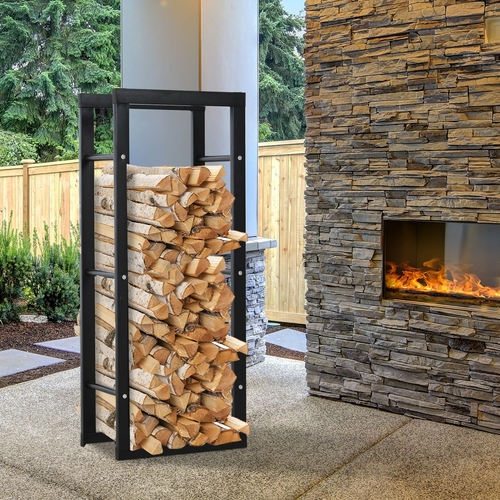 HOMCOM 16" Firewood Rack Log Holder Fireplace Storage Rack with