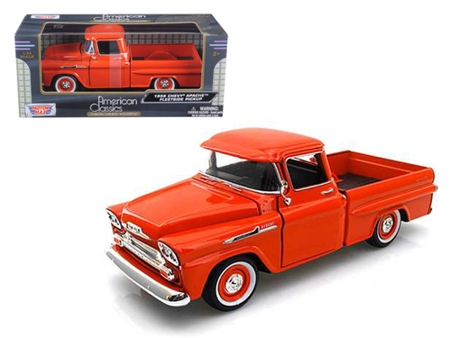 1958 Chevrolet Apache Fleetside Pickup Truck Orange 1/24 Diecast Model