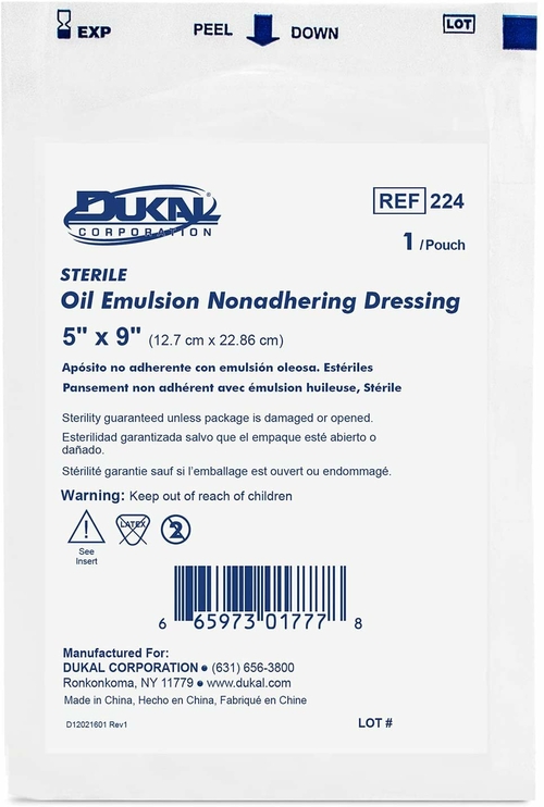 Dukal Pack of 12 Sterile Oil Emulsion Gauze Dressing 5" x 9".