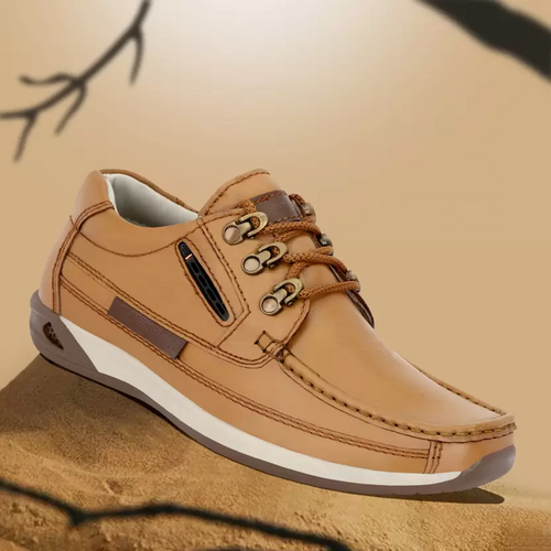 Genuine Leather Outdoors Shoe For Men Size 7 color TAN