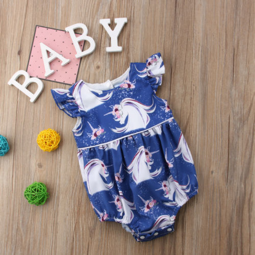 Newborn Infant Baby Girl Unicorn Floral Fly