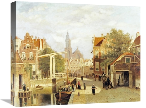 Global Gallery GCS-266598-22-142 22 in. A Street Scene, Amsterdam 