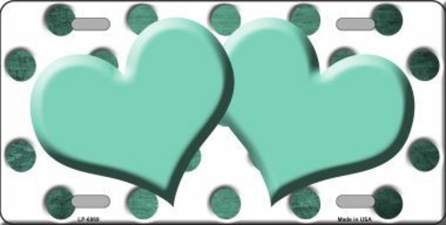 Smart Blonde LP-6989 Mint White Dots Hearts Oil Rubbed Metal Novelty L