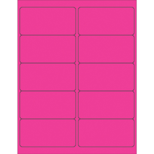 Box Partners LL178PK 4 x 2 in. Fluorescent Pink Rectangle Laser Labels