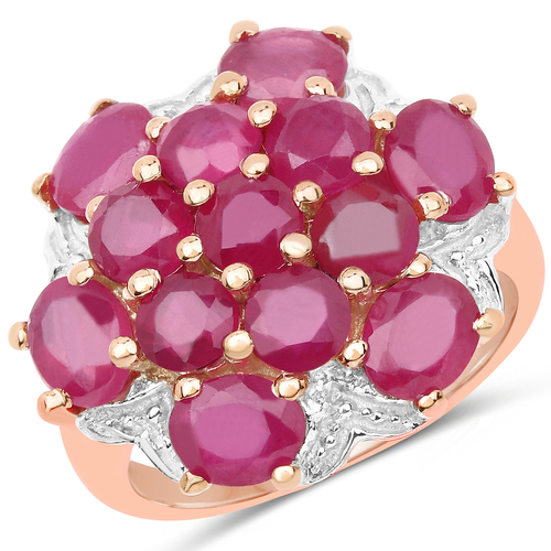 14K Rose Gold Plated 4.52 Carat Genuine Glass Filled Ruby .925