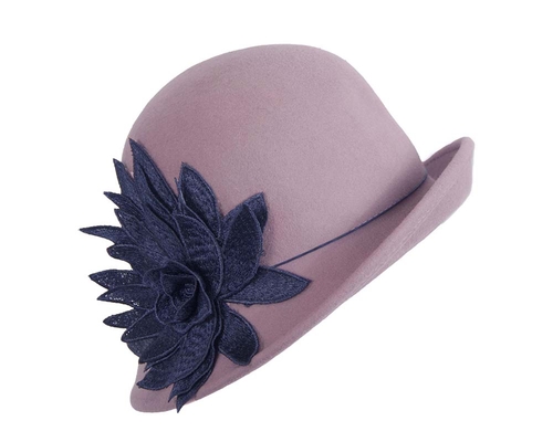 Pink & navy cloche hat